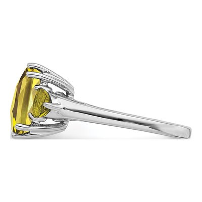Sterling Silver Lemon Quartz Checker-Cut Lemon Ring – view 4