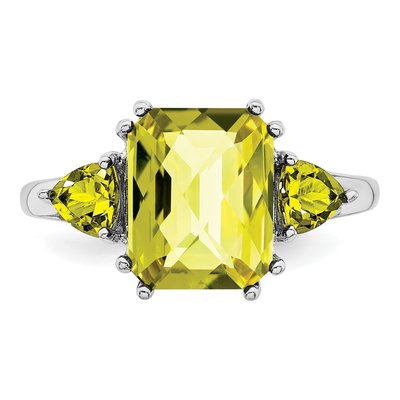 Sterling Silver Lemon Quartz Checker-Cut Lemon Ring – view 5