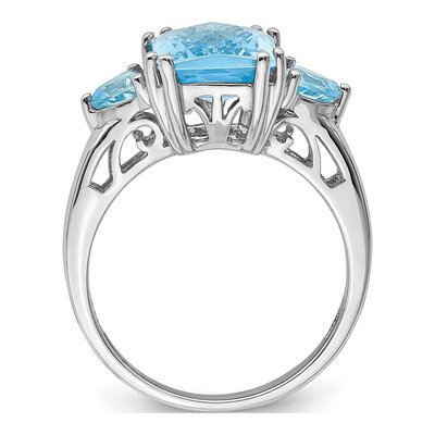 Sterling Silver Sky Blue Topaz Checkerboard Ring – view 2