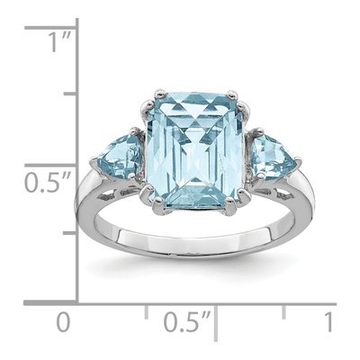 Sterling Silver Sky Blue Topaz Checkerboard Ring – view 3