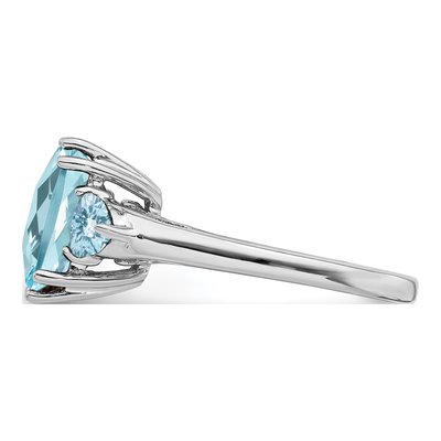 Sterling Silver Sky Blue Topaz Checkerboard Ring – view 4