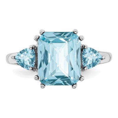 Sterling Silver Sky Blue Topaz Checkerboard Ring – view 5