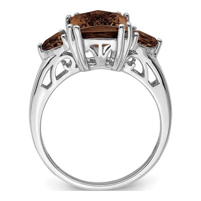 Sterling Silver Smoky Quartz Checker-Cut Ring – view 2