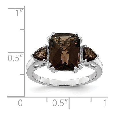 Sterling Silver Smoky Quartz Checker-Cut Ring – view 3