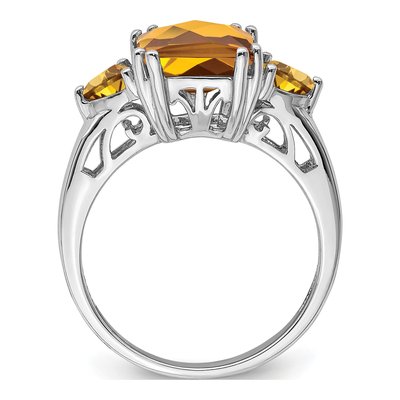 Sterling Silver Whiskey Quartz Whiskey Checker-Cut Ring – view 3