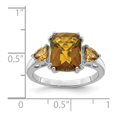 Sterling Silver Whiskey Quartz Whiskey Checker-Cut Ring – view 4