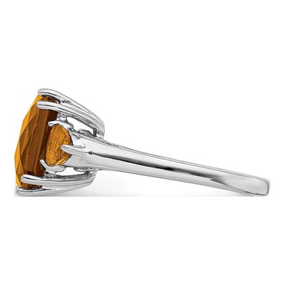 Sterling Silver Whiskey Quartz Whiskey Checker-Cut Ring – view 5