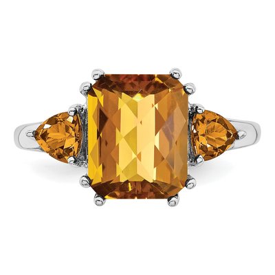 Sterling Silver Whiskey Quartz Whiskey Checker-Cut Ring – view 6
