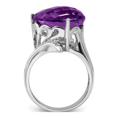 Sterling Silver 1/20 ct tw Amethyst & Diamond Pear Ring – view 2