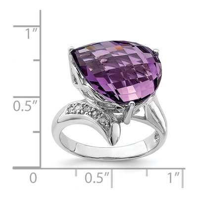 Sterling Silver 1/20 ct tw Amethyst & Diamond Pear Ring – view 3