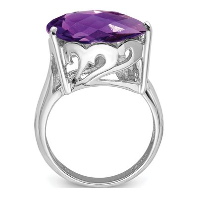 Sterling Silver 1/20 ct tw Amethyst & Diamond Pear Ring – view 6