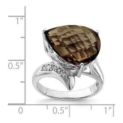 Sterling Silver 1/20 ct tw Smoky Quartz & Diamond Ring – view 3