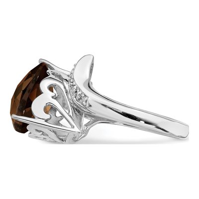 Sterling Silver 1/20 ct tw Smoky Quartz & Diamond Ring – view 4