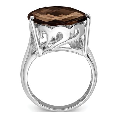 Sterling Silver 1/20 ct tw Smoky Quartz & Diamond Ring – view 6