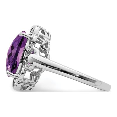 Sterling Silver Amethyst & Diamond Checker-Cut Ring – view 4