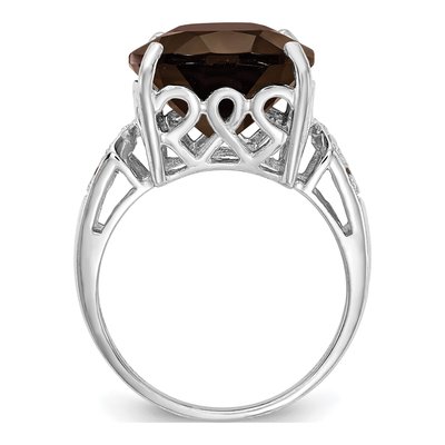 Sterling Silver Smoky Quartz & Diamond Ring – view 2