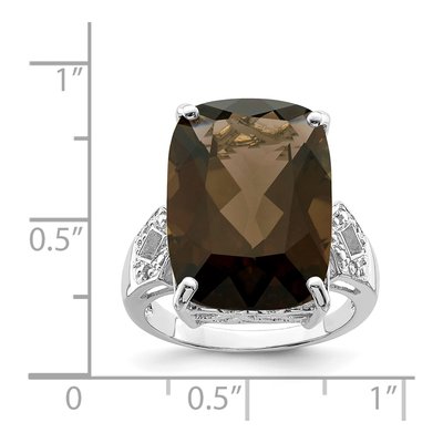 Sterling Silver Smoky Quartz & Diamond Ring – view 3
