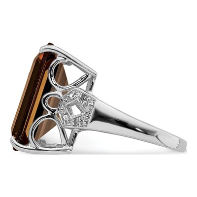 Sterling Silver Smoky Quartz & Diamond Ring – view 4