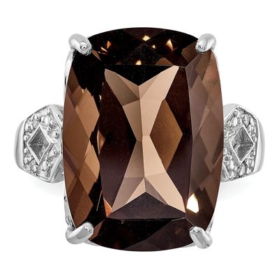 Sterling Silver Smoky Quartz & Diamond Ring – view 5