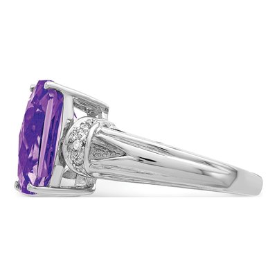 Sterling Silver Amethyst & Diamond Octagonal Checker-Cut Ring – view 3