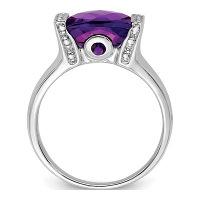 Sterling Silver Amethyst & Diamond Checker-Cut Ring – view 2