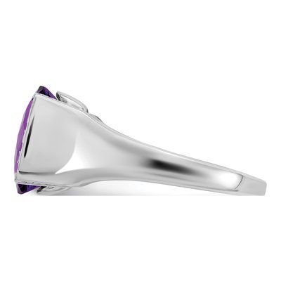 Sterling Silver Amethyst & Diamond Checker-Cut Ring – view 4