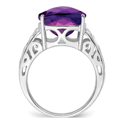 Sterling Silver Amethyst Checker-Cut Ring – view 2