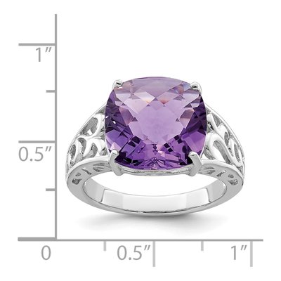 Sterling Silver Amethyst Checker-Cut Ring – view 3