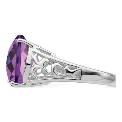 Sterling Silver Amethyst Checker-Cut Ring – view 4