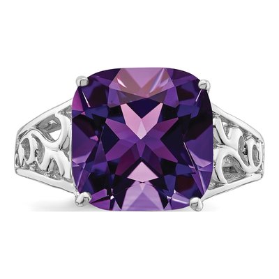 Sterling Silver Amethyst Checker-Cut Ring – view 5