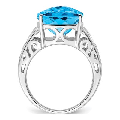 Sterling Silver Swiss Blue Topaz Checkerboard Ring – view 2