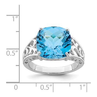 Sterling Silver Swiss Blue Topaz Checkerboard Ring – view 3