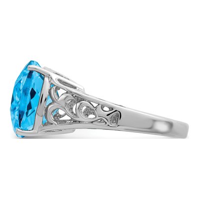 Sterling Silver Swiss Blue Topaz Checkerboard Ring – view 4