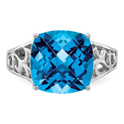 Sterling Silver Swiss Blue Topaz Checkerboard Ring – view 5