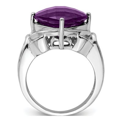 Sterling Silver Amethyst Checker-Cut Ring – view 2