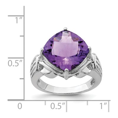 Sterling Silver Amethyst Checker-Cut Ring – view 3