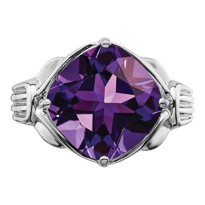 Sterling Silver Amethyst Checker-Cut Ring – view 5