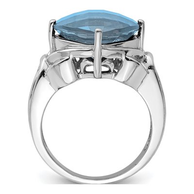 Sterling Silver Sky Blue Topaz Checkerboard Ring – view 2