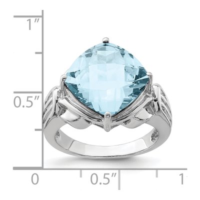 Sterling Silver Sky Blue Topaz Checkerboard Ring – view 3