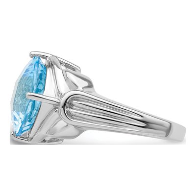 Sterling Silver Sky Blue Topaz Checkerboard Ring – view 4