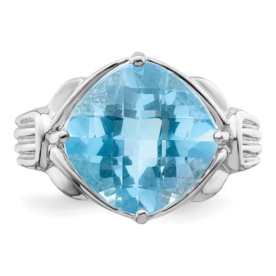 Sterling Silver Sky Blue Topaz Checkerboard Ring – view 5