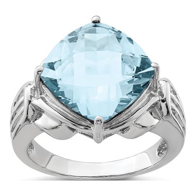 Sterling Silver Sky Blue Topaz Checkerboard Ring