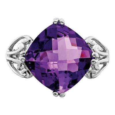 Sterling Silver Amethyst Checkerboard Ring – view 5
