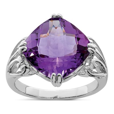 Sterling Silver Amethyst Checkerboard Ring