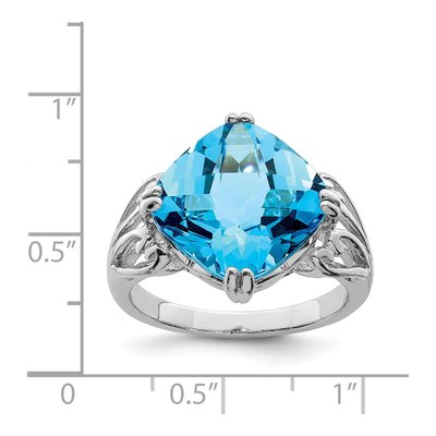 Sterling Silver Swiss Blue Topaz Checkerboard Ring – view 3