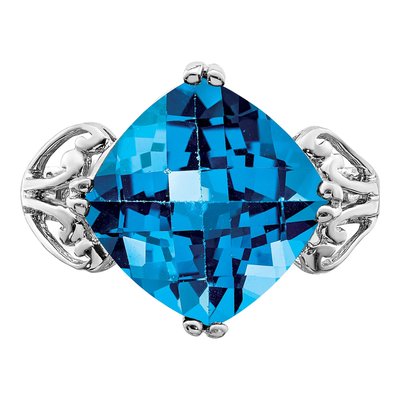 Sterling Silver Swiss Blue Topaz Checkerboard Ring – view 5
