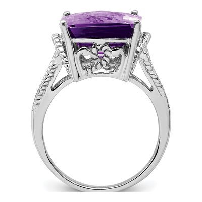 Sterling Silver Amethyst Checker-Cut Ring – view 3