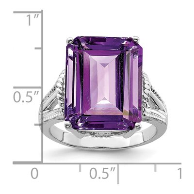 Sterling Silver Amethyst Checker-Cut Ring – view 4