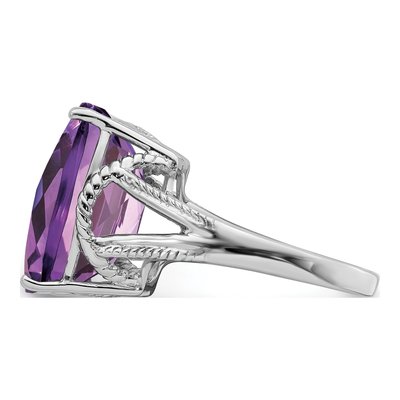 Sterling Silver Amethyst Checker-Cut Ring – view 5