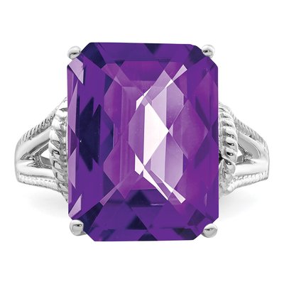 Sterling Silver Amethyst Checker-Cut Ring – view 6